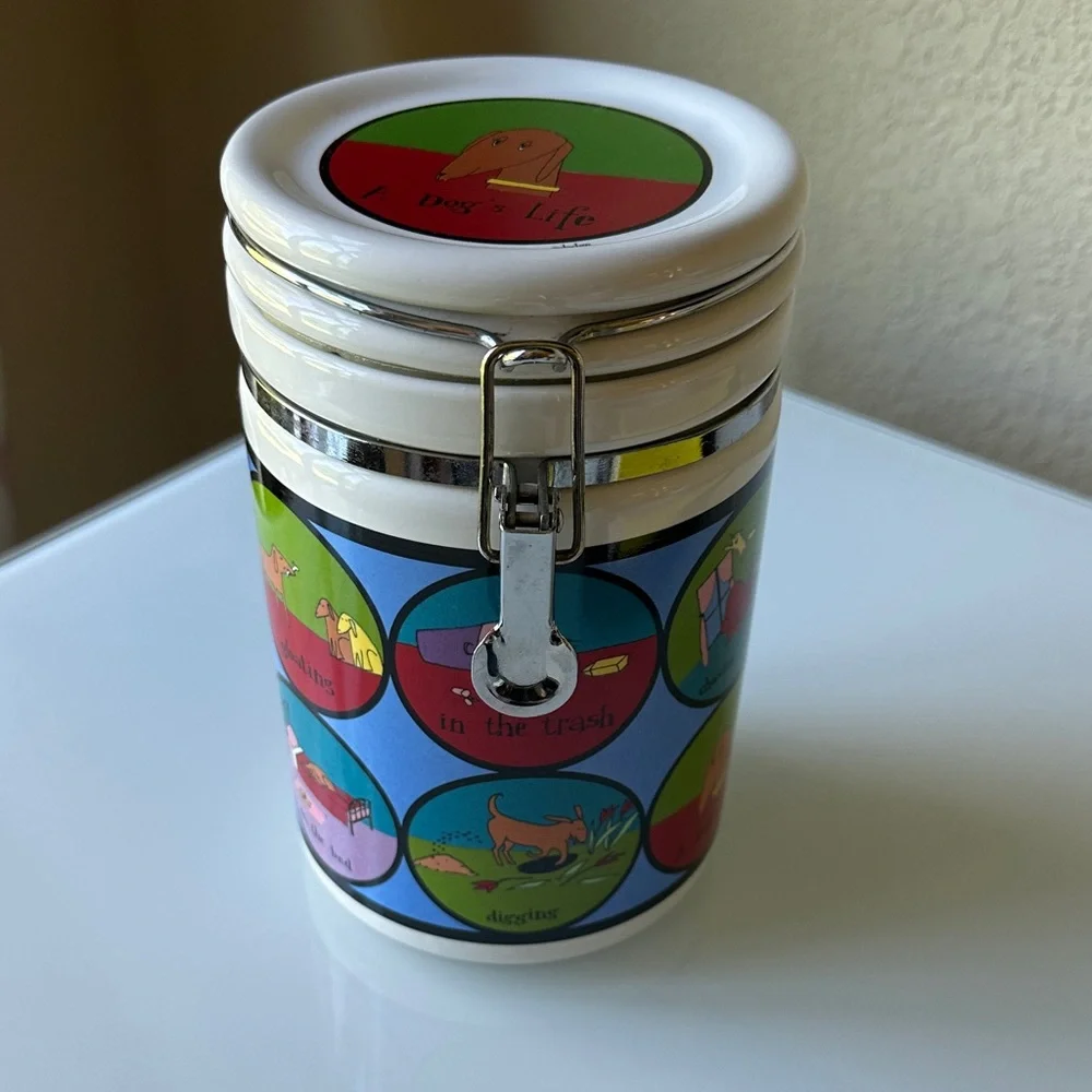 A Dog's Life by Ursula Dodge Design Ceramic Dog Food or Treat Container